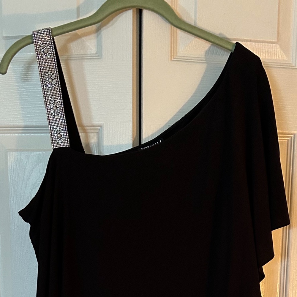 NWT black dress with rhinestone embellished strap - Picture 2 of 2